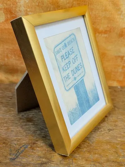 Alternate image for Handcrafted Save Our Beach Framed Miniature Cyanotype Photograph