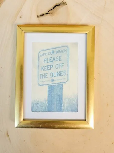 Alternate image for Handcrafted Save Our Beach Framed Miniature Cyanotype Photograph