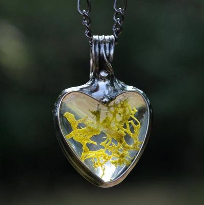 Alternate image for Heart Necklace for Women, Moss Heart Pendant, Natural Plant Pendant, Earthy Jewelry