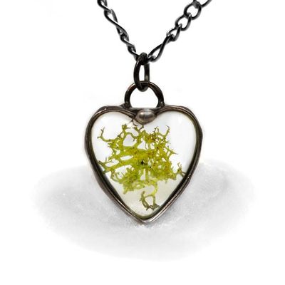 Alternate image for Heart Necklace for Women, Moss Heart Pendant, Natural Plant Pendant, Earthy Jewelry