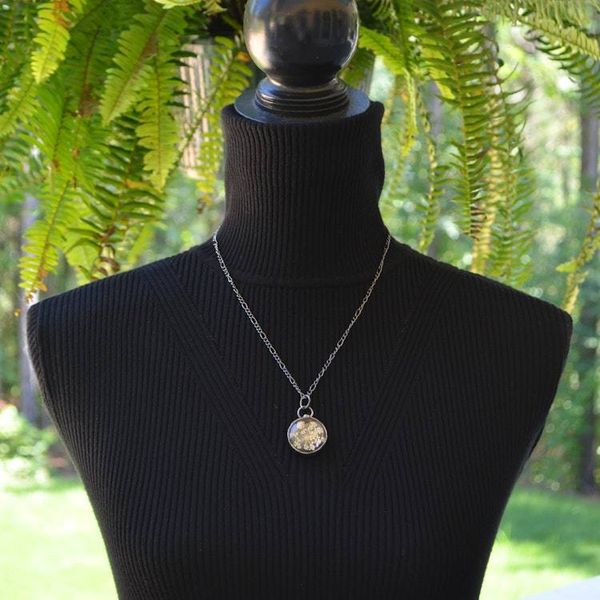 Alternate image for Pressed Flower Necklace for Women, Pink Queen Annes Lace Pendant, Dried Flower Jewelry