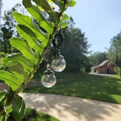 Alternate image for Mustard Seed Earrings, Glass Orbs with Free Moving Seed, Faith of a Mustard Seed Jewelry, Oxidized .925 Sterling Ear Wires