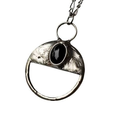 Alternate image for Magnifying Glass Necklace for Women, Magnifier Pendant, Useful Unisex Reading Aid Jewelry, Obsidian Inset