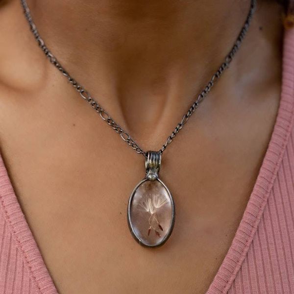 Alternate image for Dandelion Seed Necklace, Wish Jewelry, Dandelion Jewelry, 3 Seeds, Three Wishes