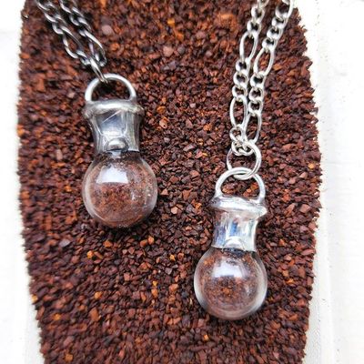 Alternate image for Coffee Necklace, Coffee Lover Accessory, Quality Glass Pendant, Unisex Cafe Ole Jewelry