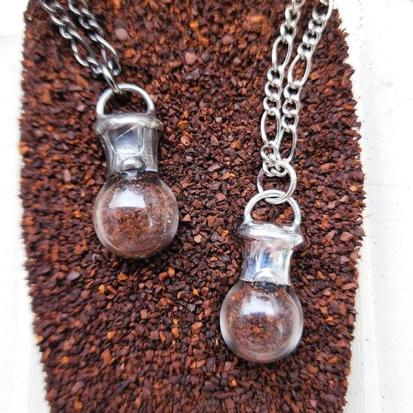 Alternate image for Coffee Necklace, Coffee Lover Accessory, Quality Glass Pendant, Unisex Cafe Ole Jewelry