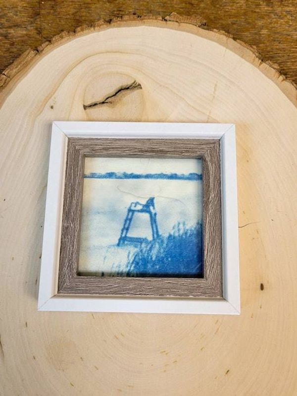 Alternate image for Handcrafted Miniature Framed Lifeguard Chair Cyanotype Photograph