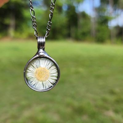 Alternate image for Daisy Necklace, Real Pressed Flower Jewelry, Handcrafted White Daisy, Gift for Nature Lover