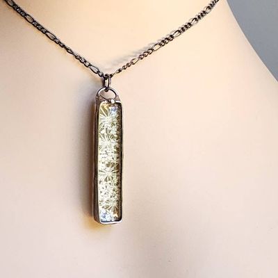 Alternate image for Pressed Flower Necklace, Real Queen Annes Lace Pendant, 13th Wedding Anniversary Gift for Wife
