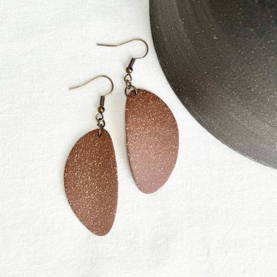 Alternate image for Chestnut Oblong Ceramic Earrings