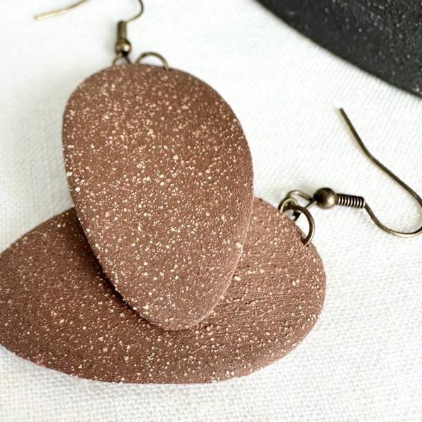 Alternate image for Chestnut Oblong Ceramic Earrings