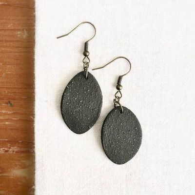 Alternate image for Black Oval Ceramic Earrings