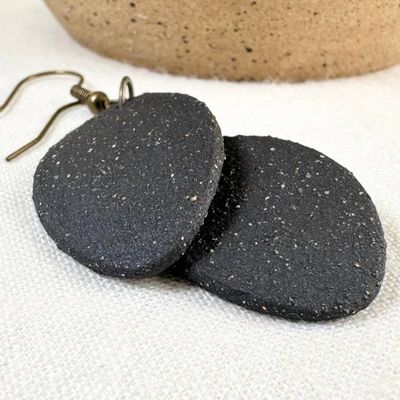 Alternate image for Black Oval Ceramic Earrings