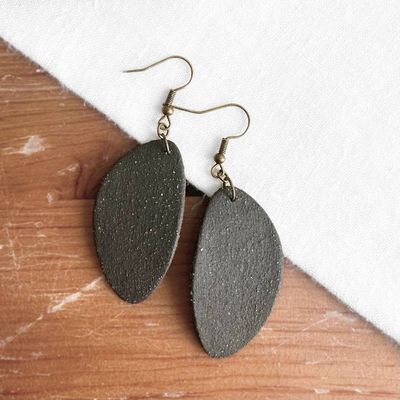 Alternate image for Black Oblong Ceramic Earrings