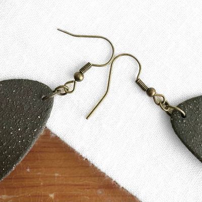 Alternate image for Black Oblong Ceramic Earrings