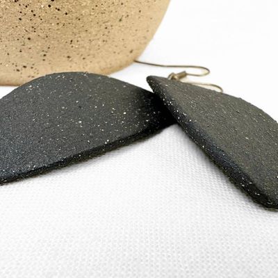 Alternate image for Black Oblong Ceramic Earrings
