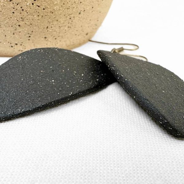 Alternate image for Black Oblong Ceramic Earrings