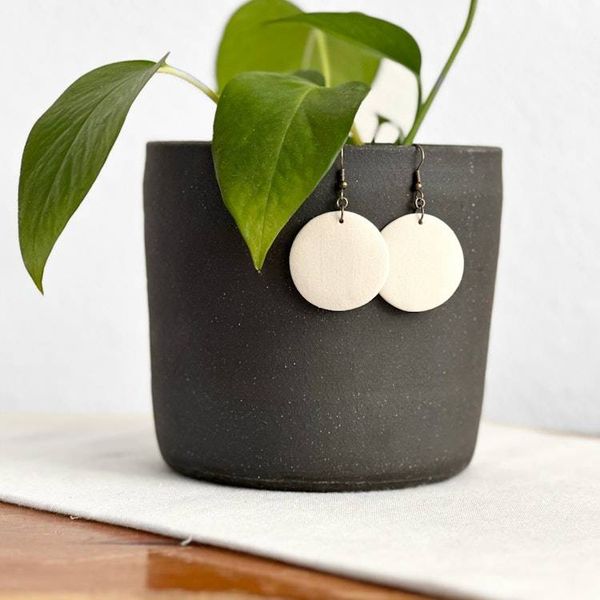 Alternate image for White Round Ceramic Earrings