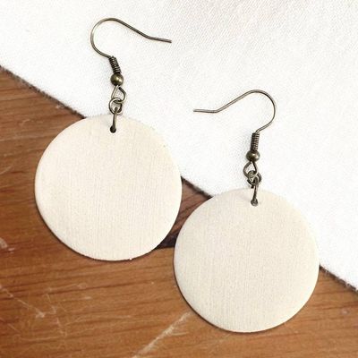 Alternate image for White Round Ceramic Earrings