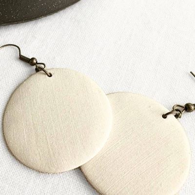 Alternate image for White Round Ceramic Earrings