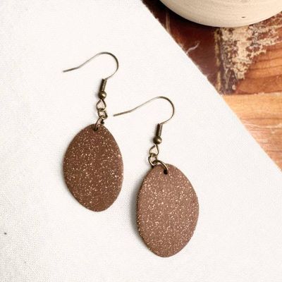Alternate image for Chestnut Oval Ceramic Earrings