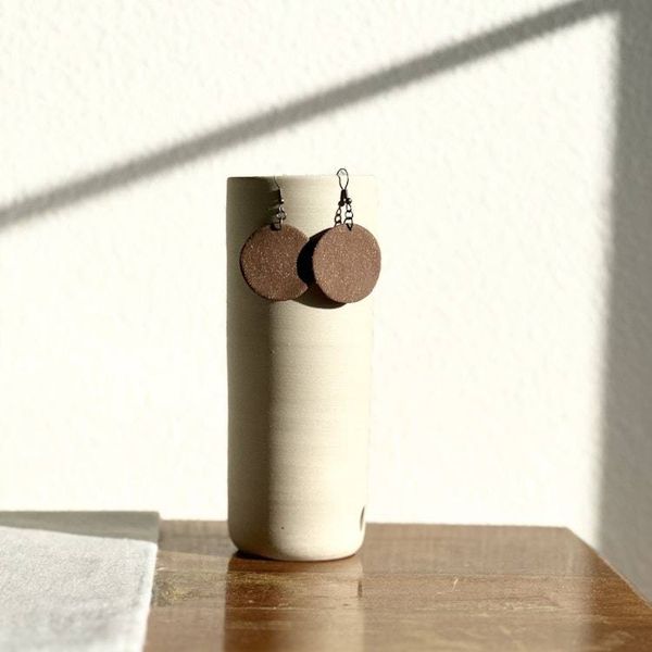 Alternate image for Chestnut Round Ceramic Earrings