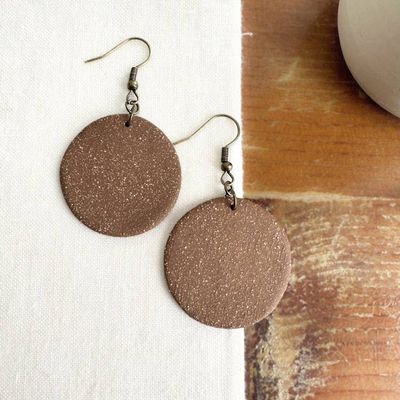 Alternate image for Chestnut Round Ceramic Earrings