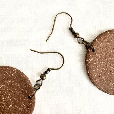 Alternate image for Chestnut Round Ceramic Earrings