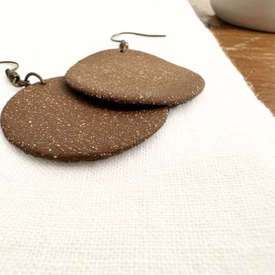 Alternate image for Chestnut Round Ceramic Earrings