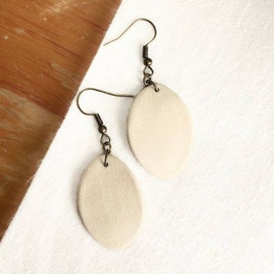 Alternate image for White Oval Ceramic Earrings