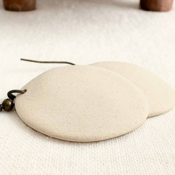 Alternate image for White Oval Ceramic Earrings