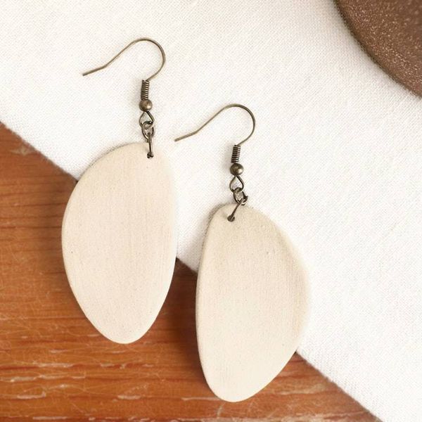 Alternate image for White Oblong Ceramic Earrings