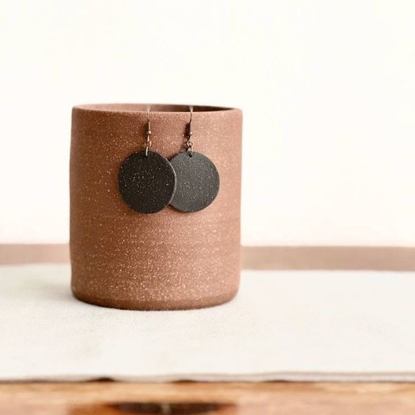 Alternate image for Black Round Ceramic Earrings