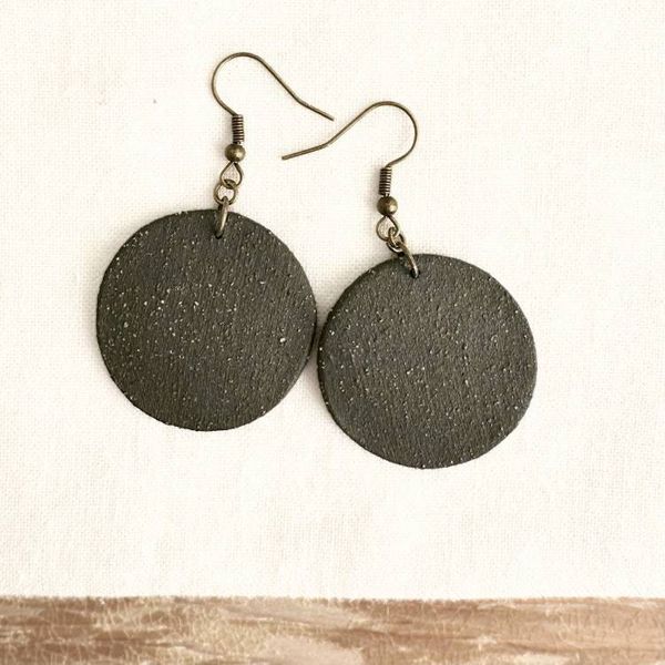 Alternate image for Black Round Ceramic Earrings