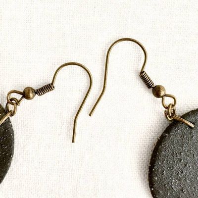 Alternate image for Black Round Ceramic Earrings