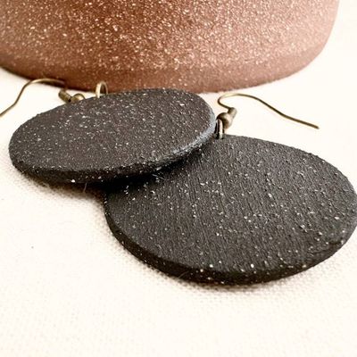 Alternate image for Black Round Ceramic Earrings
