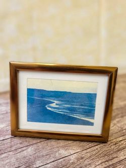 Image for Minature Framed Blue Seascape Cyanotype Photograph