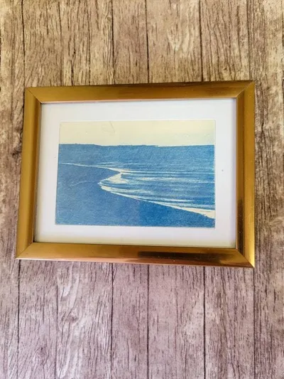 Alternate image for Minature Framed Blue Seascape Cyanotype Photograph
