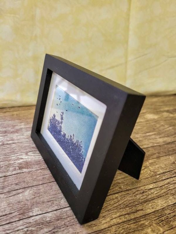 Alternate image for Miniature Framed Nature Cyanotype Photograph - Blue Sky, Foliage, and Birds