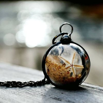 Alternate image for Beach Necklace Handmade Starfish Shaker Pendant with Sand and Seashell Ocean Jewelry