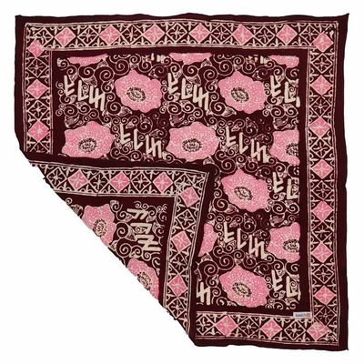Alternate image for Hand Dyed Batik Bandana, Pink Corpse Flower, Giant Padma, Red, Pink
