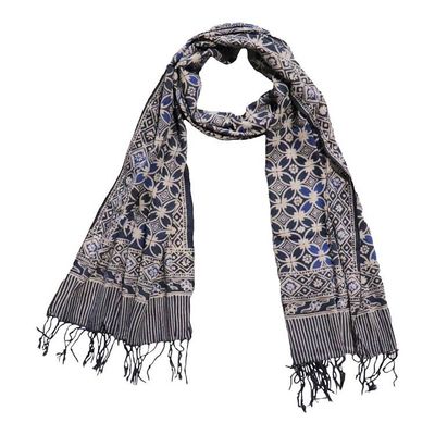 Alternate image for Handmade Batik Scarf - soft Cotton - Charcoal Grey