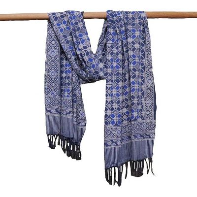 Alternate image for Handmade Batik Scarf - soft Cotton - Charcoal Grey