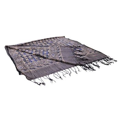 Alternate image for Handmade Batik Scarf - soft Cotton - Charcoal Grey