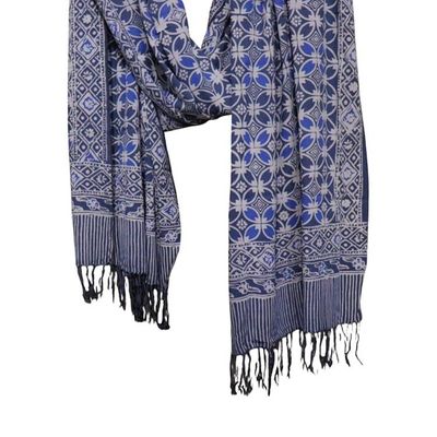 Alternate image for Handmade Batik Scarf - soft Cotton - Charcoal Grey