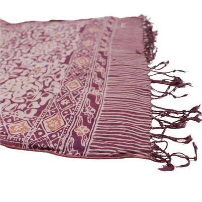Alternate image for Hand Dyed Batik Scarf - Soft Cotton - Plum Haze, Purple