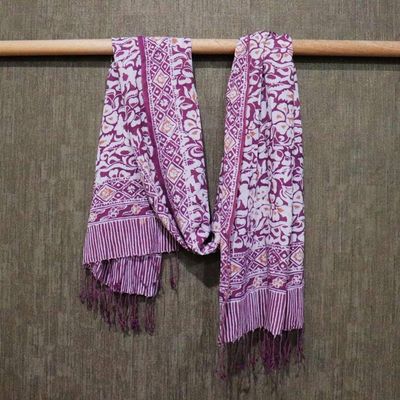 Alternate image for Hand Dyed Batik Scarf - Soft Cotton - Plum Haze, Purple