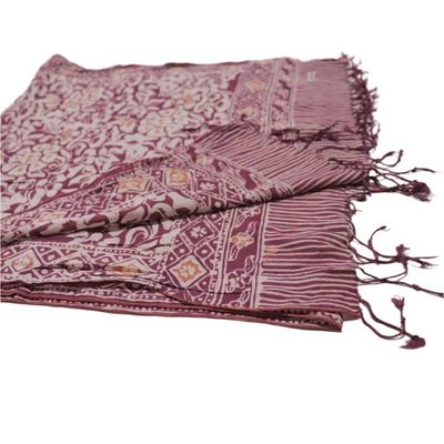 Alternate image for Hand Dyed Batik Scarf - Soft Cotton - Plum Haze, Purple