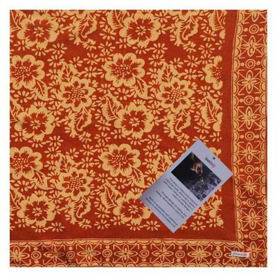 Alternate image for Large 39 Hand Dyed Batik Bandana Lightweight 100% cotton, Auburn Orange, red brown Burnt