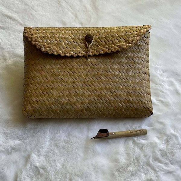 Alternate image for Gift Set of Handwoven Pouch and Canting Wax and Dye Tool, Handwoven Natural Bag, Gift for Her